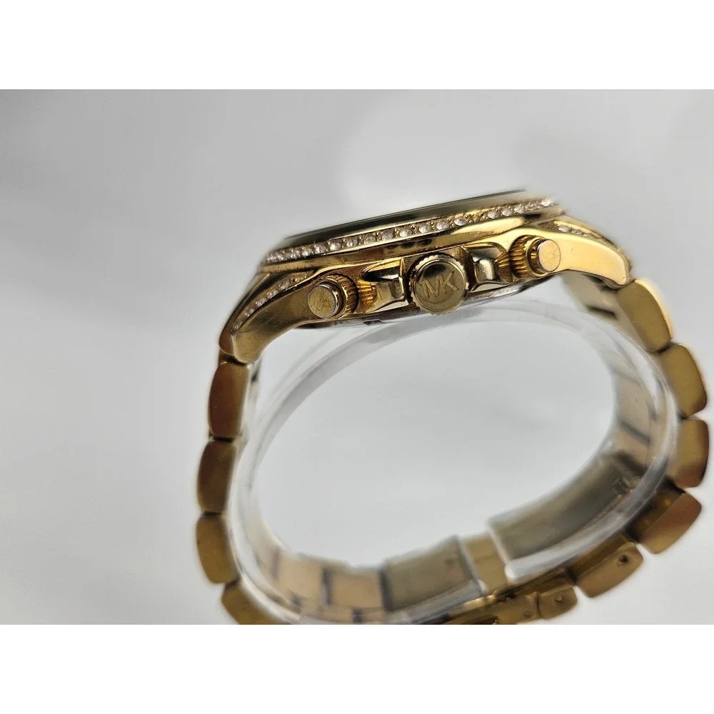 Michael Kors Ladies Gold‎ Tone Stainless Steel Chronograph Watch MK5166 WORKS!